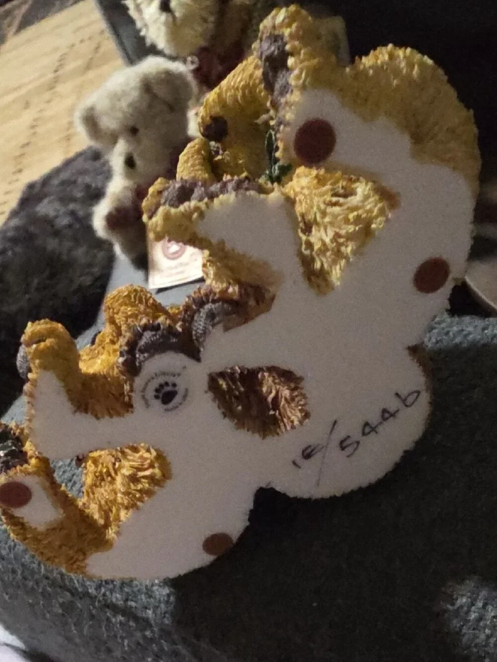 Set of Three Decorative Teddy Figurines in Yellow and Brown